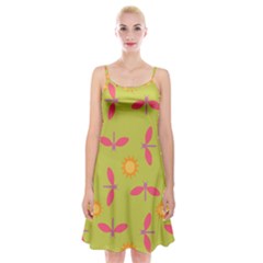 Dragonfly Sun Flower Seamlessly Spaghetti Strap Velvet Dress