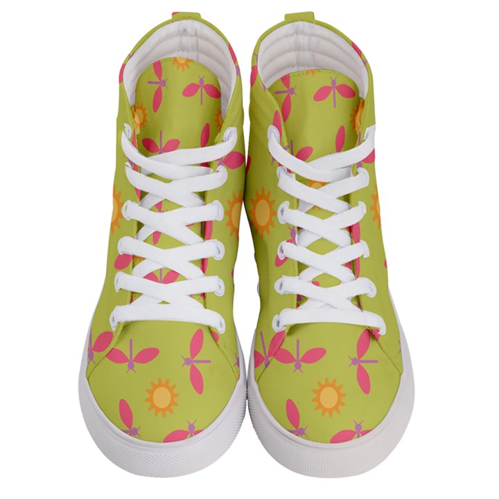 Dragonfly Sun Flower Seamlessly Women s Hi-Top Skate Sneakers