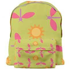 Dragonfly Sun Flower Seamlessly Giant Full Print Backpack by Nexatart