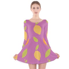 Seamlessly Pattern Fruits Fruit Long Sleeve Velvet Skater Dress by Nexatart