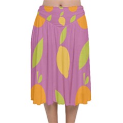 Seamlessly Pattern Fruits Fruit Velvet Flared Midi Skirt by Nexatart