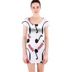 Music Letters Word Headphones Note Short Sleeve Bodycon Dress by Nexatart