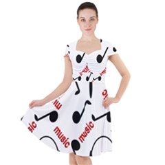 Music Letters Word Headphones Note Cap Sleeve Midi Dress