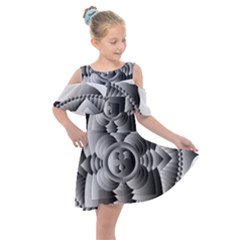 Lotus Mandala Flower Floral Kids  Shoulder Cutout Chiffon Dress