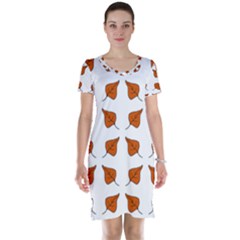 Pattern Fallen Leaves Autumn Short Sleeve Nightdress