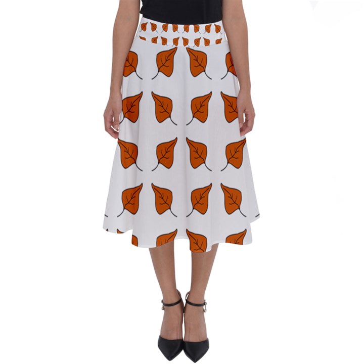 Pattern Fallen Leaves Autumn Perfect Length Midi Skirt