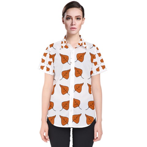 Pattern Fallen Leaves Autumn Women s Short Sleeve Shirt by Nexatart