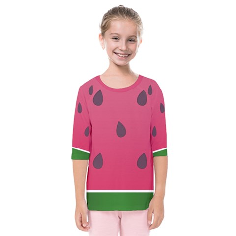 Watermelon Fruit Summer Red Fresh Kids  Quarter Sleeve Raglan Tee by Nexatart