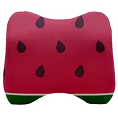 Watermelon Fruit Summer Red Fresh Velour Head Support Cushion by Nexatart