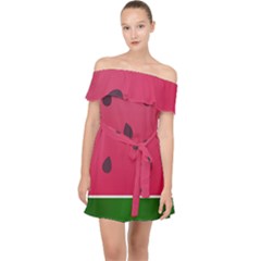 Watermelon Fruit Summer Red Fresh Off Shoulder Chiffon Dress