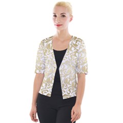 Gold Vintage Rococo Model Patern Cropped Button Cardigan by Nexatart