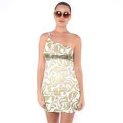 Gold Vintage Rococo Model Patern One Soulder Bodycon Dress