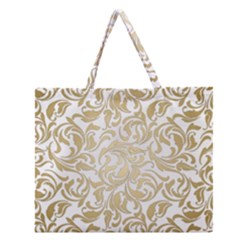 Gold Vintage Rococo Model Patern Zipper Large Tote Bag by Nexatart