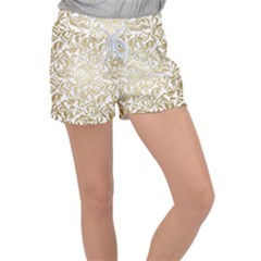 Gold Vintage Rococo Model Patern Women s Velour Lounge Shorts by Nexatart