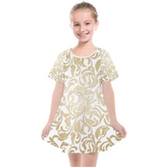 Gold Vintage Rococo Model Patern Kids  Smock Dress