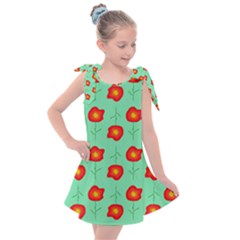 Flowers Pattern Ornament Template Kids  Tie Up Tunic Dress by Nexatart