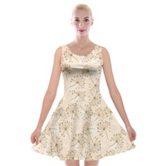 Dandelion Rose Rosa Flower Velvet Skater Dress by Nexatart