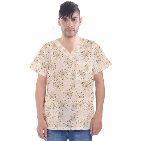 Dandelion Rose Rosa Flower Men s V-neck Scrub Top by Nexatart