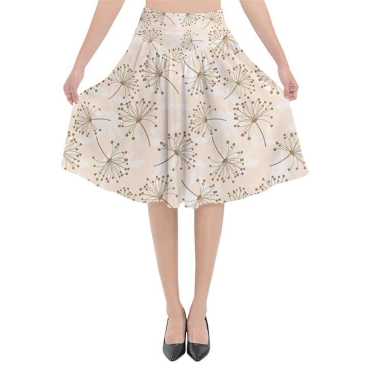 Dandelion Rose Rosa Flower Flared Midi Skirt