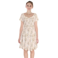 Dandelion Rose Rosa Flower Short Sleeve Bardot Dress