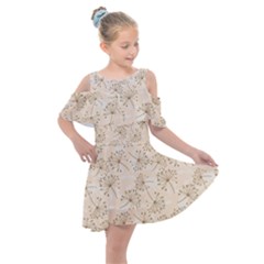 Dandelion Rose Rosa Flower Kids  Shoulder Cutout Chiffon Dress by Nexatart