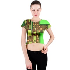 Blocks Cubes Construction Design Crew Neck Crop Top by Nexatart