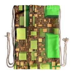 Blocks Cubes Construction Design Drawstring Bag (large) by Nexatart