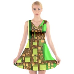 Blocks Cubes Construction Design V-neck Sleeveless Dress