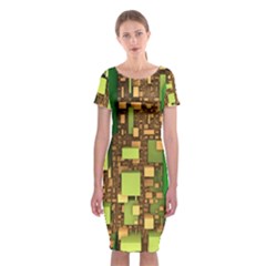 Blocks Cubes Construction Design Classic Short Sleeve Midi Dress by Nexatart