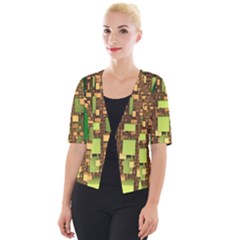 Blocks Cubes Construction Design Cropped Button Cardigan by Nexatart