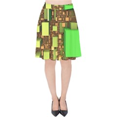 Blocks Cubes Construction Design Velvet High Waist Skirt by Nexatart