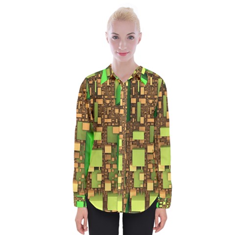 Blocks Cubes Construction Design Womens Long Sleeve Shirt by Nexatart