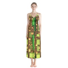 Blocks Cubes Construction Design Button Up Chiffon Maxi Dress by Nexatart