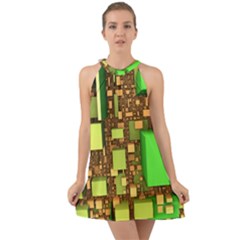 Blocks Cubes Construction Design Halter Tie Back Chiffon Dress by Nexatart