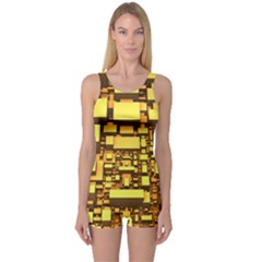 Cubes Grid Geometric 3d Square One Piece Boyleg Swimsuit by Nexatart