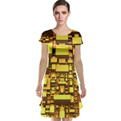 Cubes Grid Geometric 3d Square Cap Sleeve Nightdress