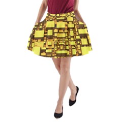 Cubes Grid Geometric 3d Square A-line Pocket Skirt by Nexatart