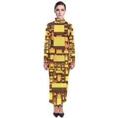 Cubes Grid Geometric 3d Square Turtleneck Maxi Dress by Nexatart