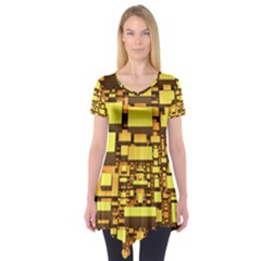 Cubes Grid Geometric 3d Square Short Sleeve Tunic  by Nexatart