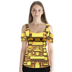 Cubes Grid Geometric 3d Square Butterfly Sleeve Cutout Tee 