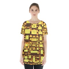 Cubes Grid Geometric 3d Square Skirt Hem Sports Top by Nexatart