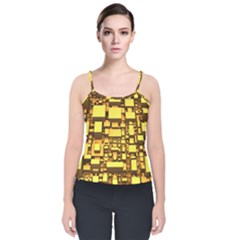 Cubes Grid Geometric 3d Square Velvet Spaghetti Strap Top by Nexatart