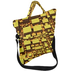 Cubes Grid Geometric 3d Square Fold Over Handle Tote Bag by Nexatart