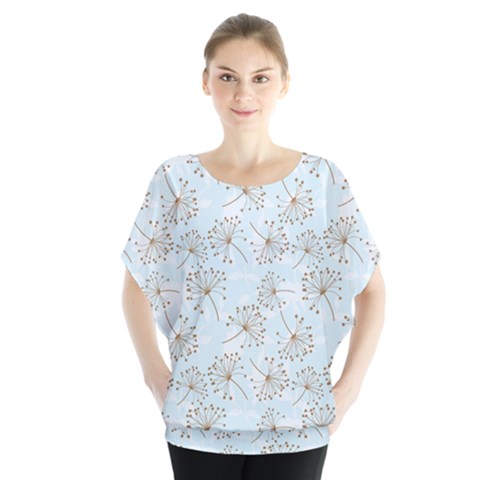 Tooth Of Lion Dandelion Batwing Chiffon Blouse by Nexatart