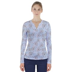 Tooth Of Lion Dandelion V-neck Long Sleeve Top by Nexatart