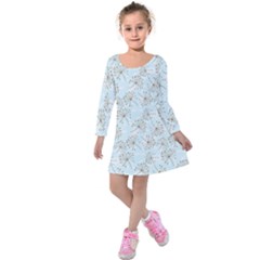 Tooth Of Lion Dandelion Kids  Long Sleeve Velvet Dress by Nexatart