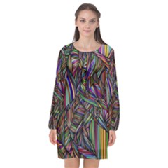 Background Wallpaper Abstract Lines Long Sleeve Chiffon Shift Dress  by Nexatart