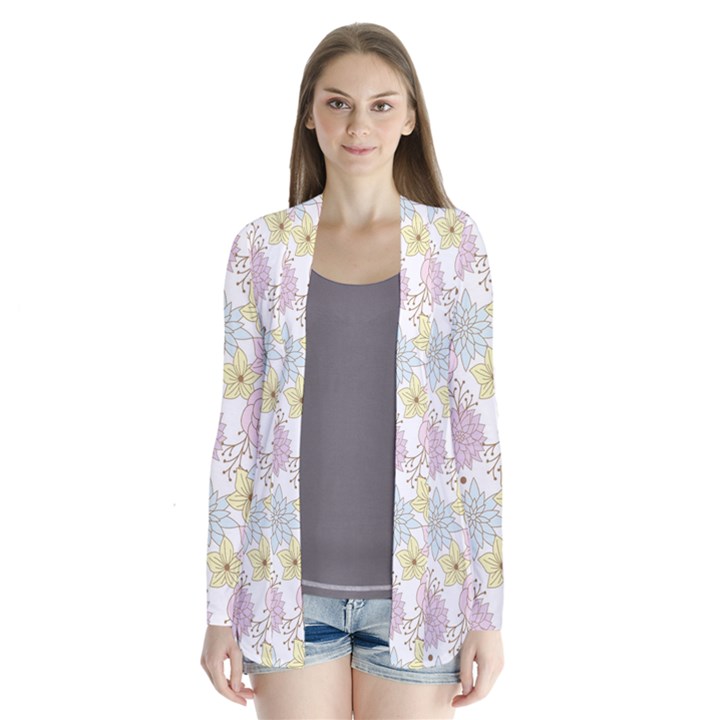 Dandelion Colors Flower Nature Drape Collar Cardigan