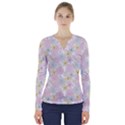 Dandelion Colors Flower Nature V-Neck Long Sleeve Top View1