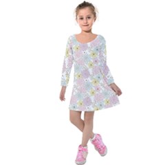 Dandelion Colors Flower Nature Kids  Long Sleeve Velvet Dress by Nexatart